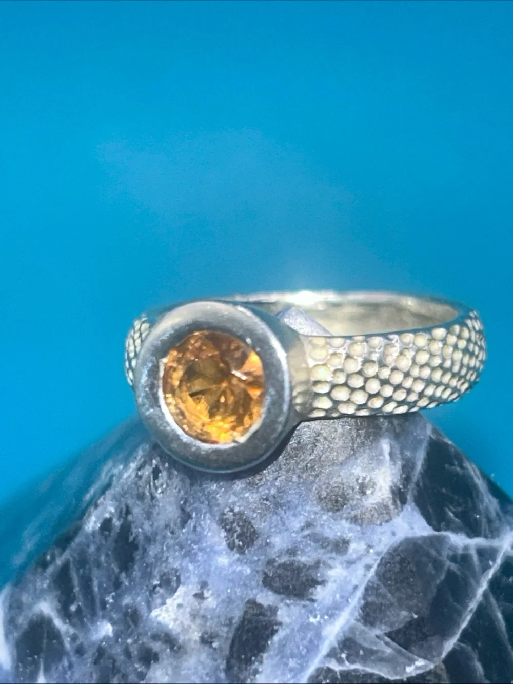 Vintage Signed Karel Sterling & Gemstone Ring Estate Find SZ 6 Rare Estate Find